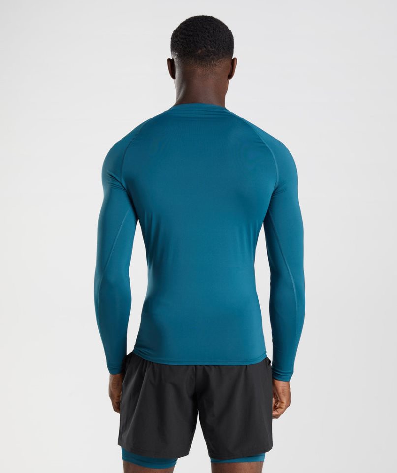 Men's Gymshark Element Baselayer Long Sleeve Top T-Shirts Blue | CA 857316